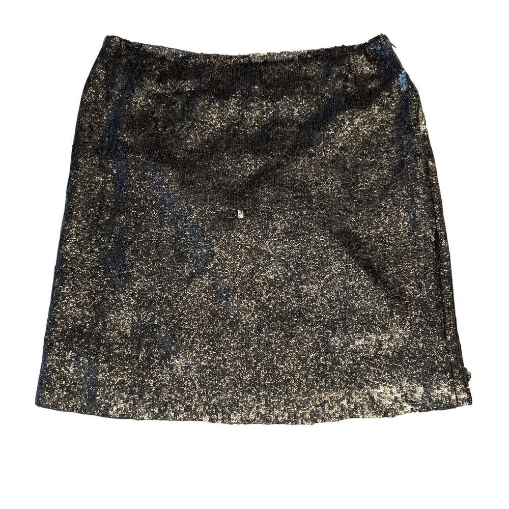 Dries van Noten Silver Sequin Side Zip Mini Skirt Women's Size EU 36 US 6